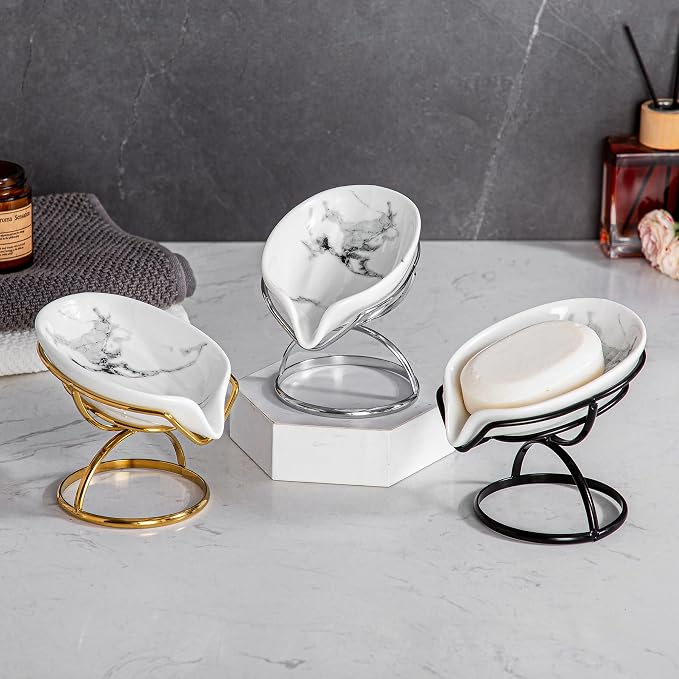 Leaf-Shaped Soap Dish – Ceramic Soap Bar Holder - Image 5