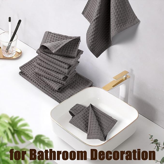 Cleanbear Classic Waffle Washcloths, 100% Cotton Face Towels, Absorbent and - Image 4