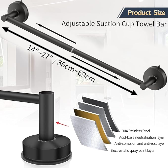 DGYB Adjustable Suction Cup Towel Bar - Image 6