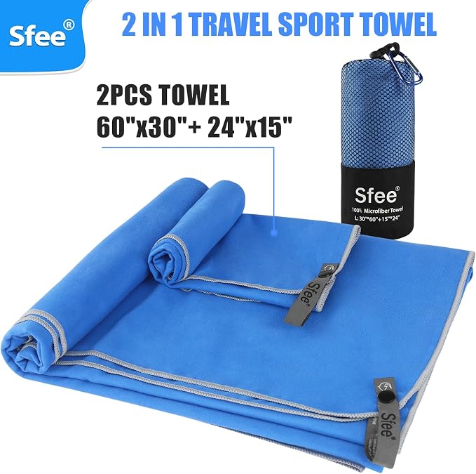 Sfee 2 Pack Microfiber Travel Towel, Quick Dry Beach CampingTowel Super - Image 6