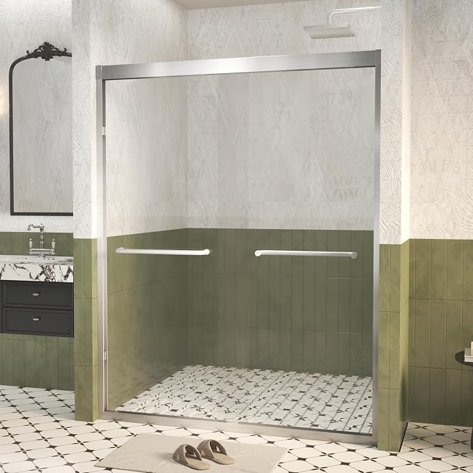 Shower Doors Glass Sliding, Semi-Frameless, 1/4" Inch Sgcc Tempered Glass - Image 9