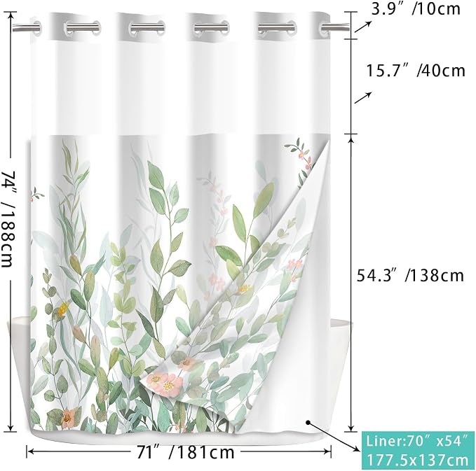No Hook Shower Curtain Set - Image 3