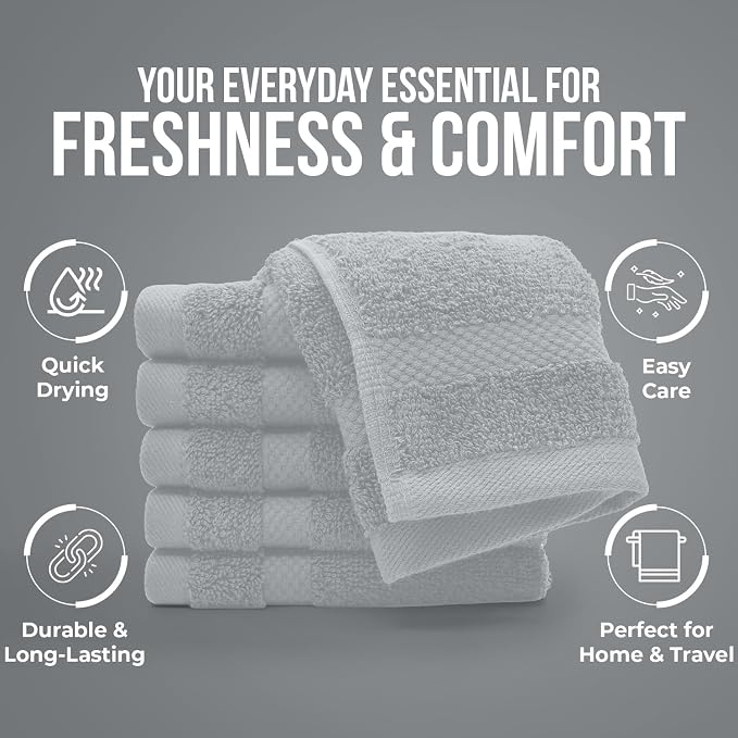 DAN RIVER 12-Pack Premium 100% Cotton Highrise Face Towels – Reusable Face - Image 7