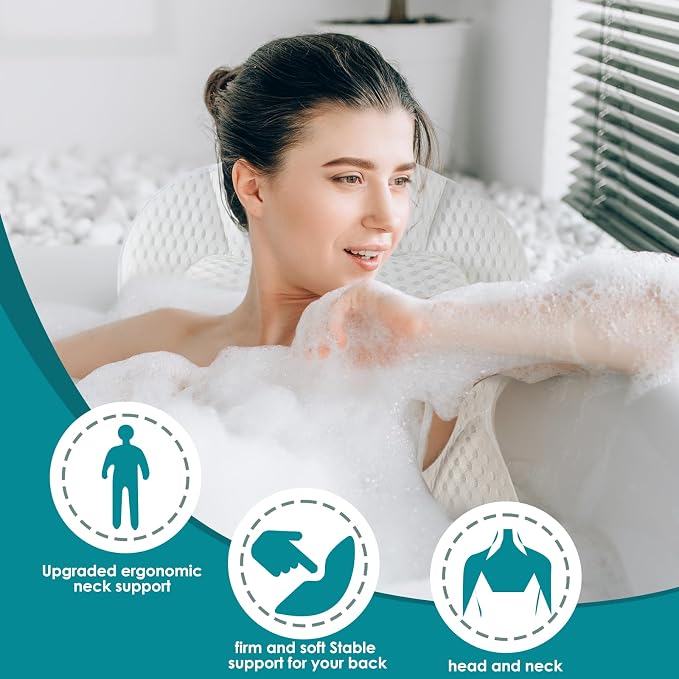 SQLHM Bath Pillows for Tub, Luxury Bath Pillow for Neck and Back Support - Image 2