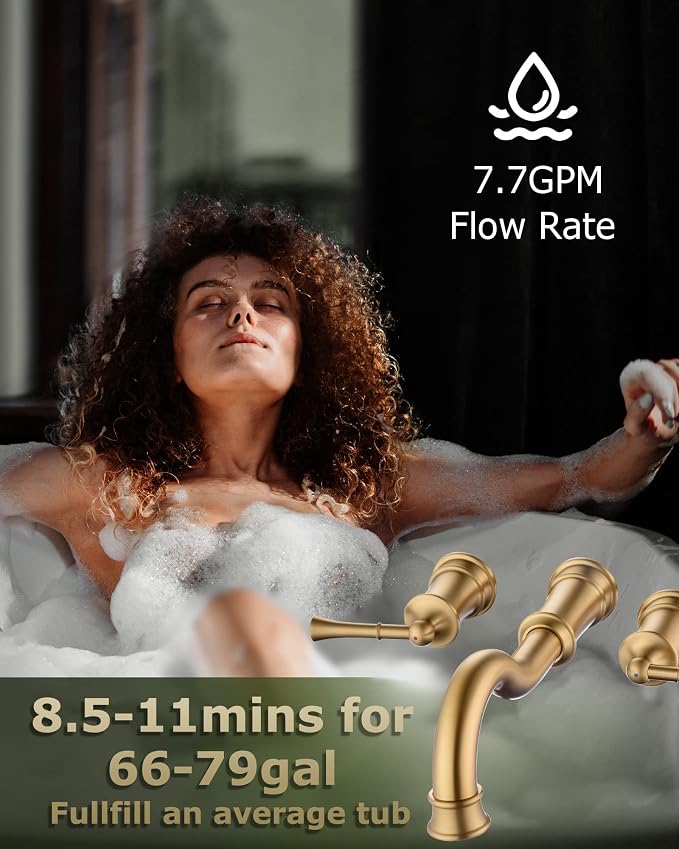 Roman Bathtub Faucet Wall Mount Widespread Tub Filler - Image 5