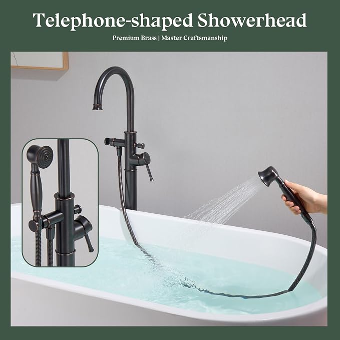 Free Standing Tub Faucet, Wintap Classic Freestanding Bathtub Faucet - Image 4