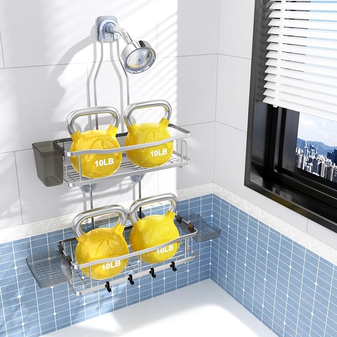 Hanging Shower Caddy Bathroom Organizer: Rustproof Shower Shelf Racks Over - Image 4