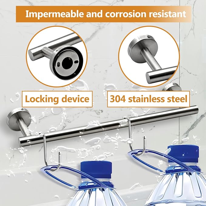 9 PCS Bathroom Hardware Set, Brushed Nickel Stainless Steel Bathroom Tower Rack - Image 3