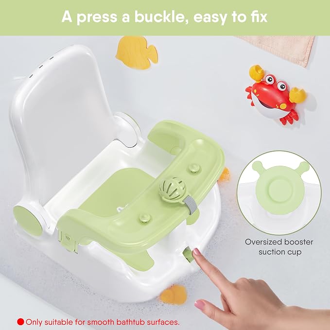 Baby Bath Seat with Sitting & Lying 2 Modes, 3-Speed Adjustment, Powerful - Image 5