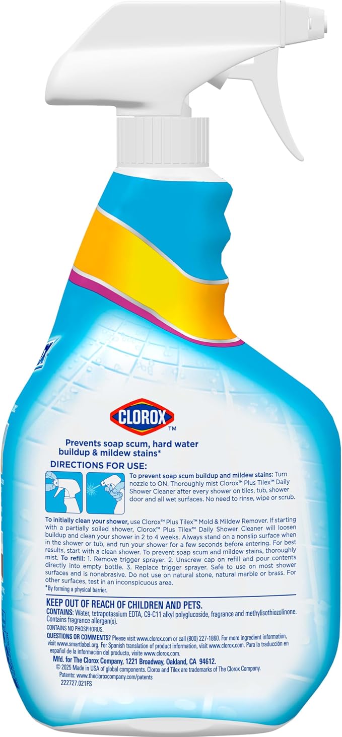 Clorox Plus Tilex Daily Shower Cleaner, 32 Fluid Ounce Spray Bottle - Image 4