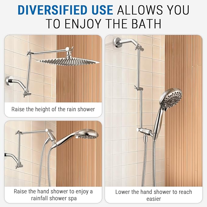 G-Promise 18 Inch Shower Head Extension Arm, Solid Brass Height & Angle - Image 2