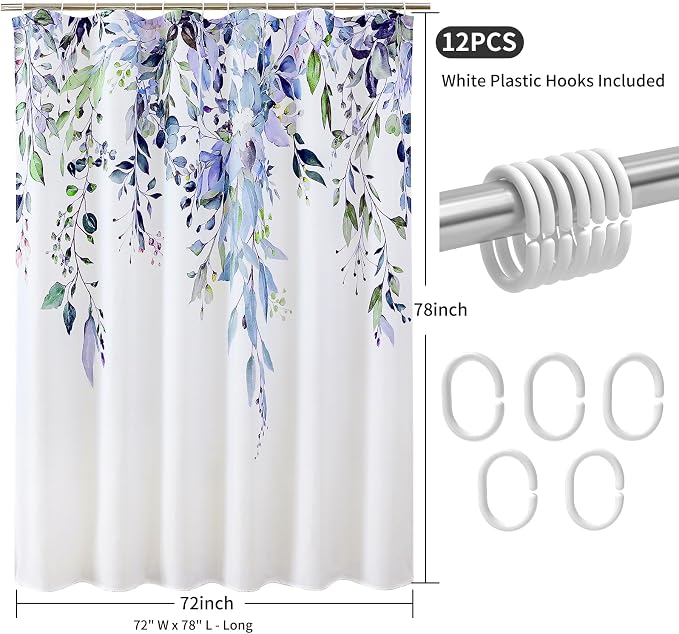 Colorful Star Green Eucalyptus Waterproof Shower Curtain Set - Image 8