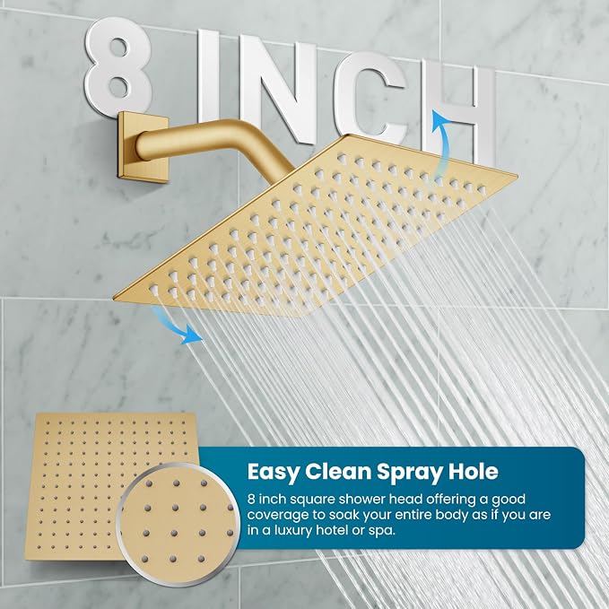 gotonovo Rainfall Bathroom Shower System Rain Shower Head and Handle Set Wall - Image 3
