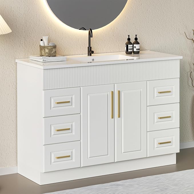 48” Bathroom Vanity with Sink, Freestanding Bathroom Vanity with Integrated - Image 3