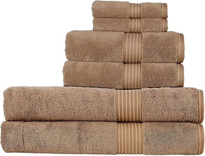 Christy Supreme Hygro 6 Piece Towel Set | Mocha | 100% Luxury Supima Cotton | by Christy
