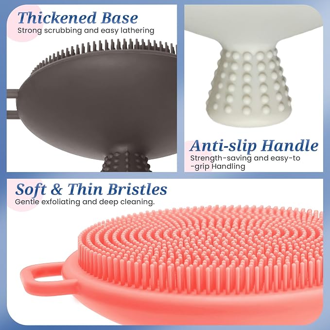 Silicone Face & Back Scrubber Set, Manual Face & Body Scrubber Exfoliator - Image 5