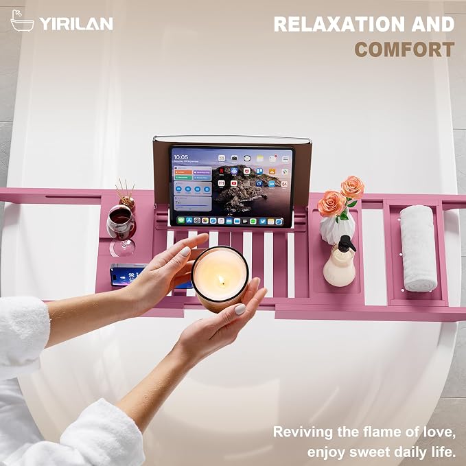 Yirilan Foldable Bathtub Caddy, Expandable Bath Caddy Tray, Unique House - Image 5