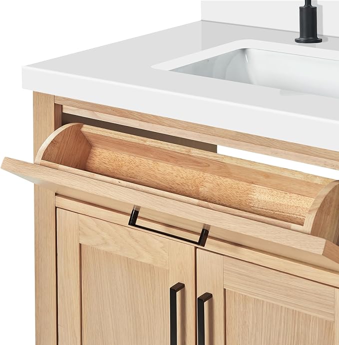 ARIEL Double Bathroom Vanity 73" Inch Oak - Image 9