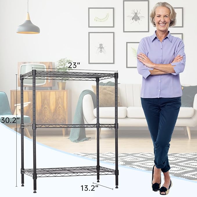 BestOffice 3-Shelf Adjustable Metal Storage Shelves Wire Shelving Unit - Image 3