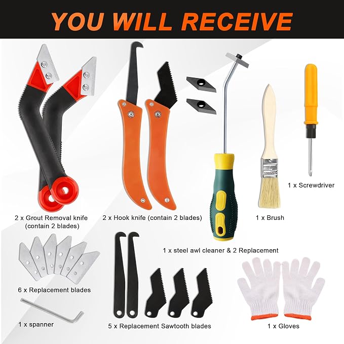 BDS-HOME 23 Pack Grout Removal Tool Kit, 2 Tile Grout Saws - Image 3