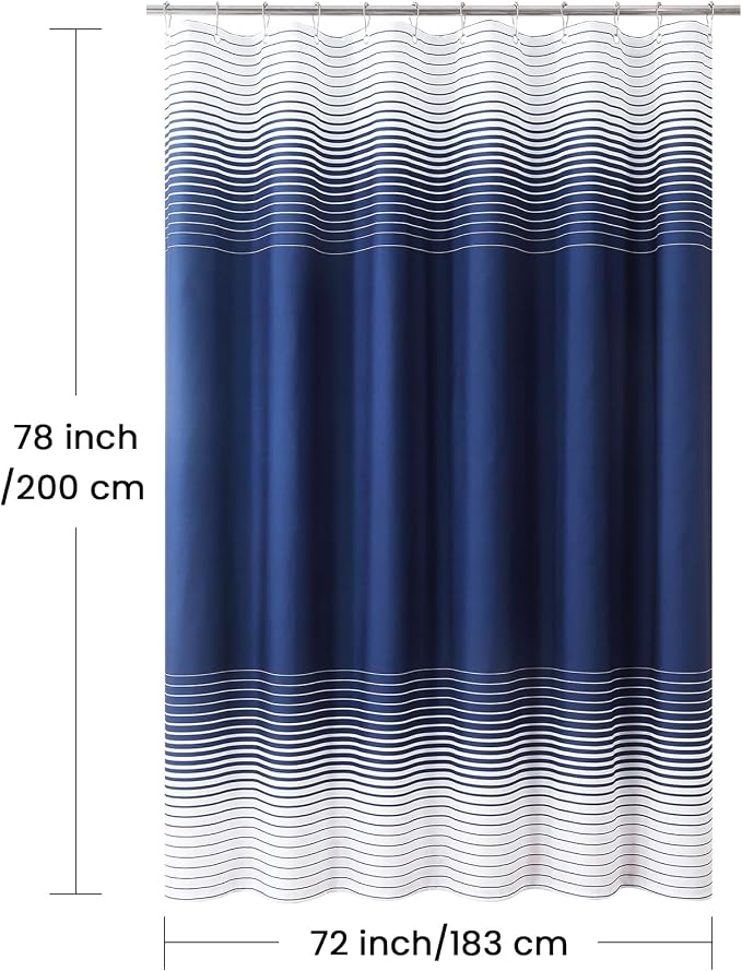 Blue Shower Curtain 78 Inches Long, Modern Navy Blue and White Gradient - Image 6