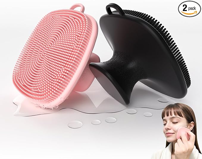 2 Pack Face Scrubber, Silicone Facial Cleansing Brush by QiaKeoo