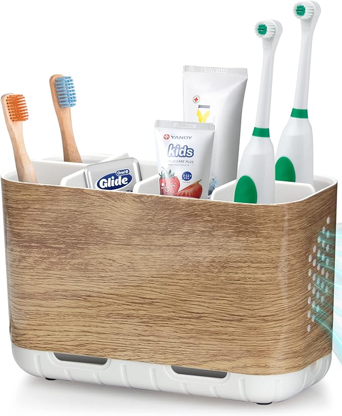 Boperzi Toothbrush and Toothpaste Holder Wood Grain by Boperzi