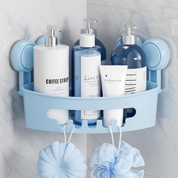 TAILI Corner Shower Caddy with Suction Cups, Wall Mounted Organizer Plastic Rack by TAILI