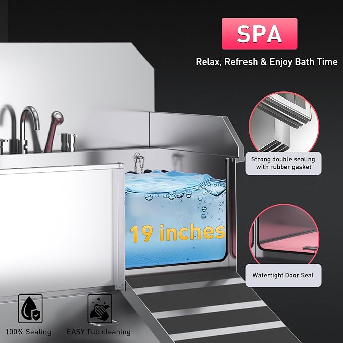 Dog Washing Station – 61 inch Professional 304 Stainless Steel Grooming Tub - Image 2