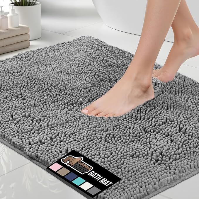 GORILLA GRIP Bath Rug Mat 60x17, Thick Soft Absorbent Chenille, Quick Dry by GorillaGrip