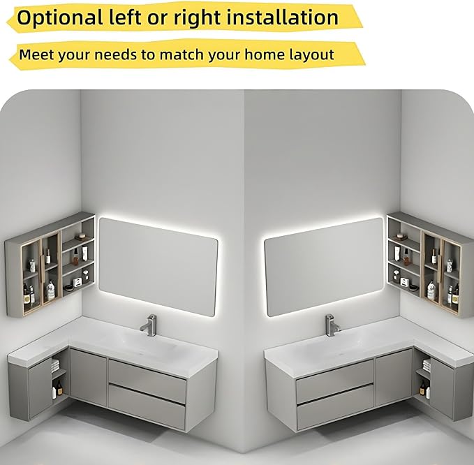 Modern L-Shaped Bathroom Vanity - - Image 6
