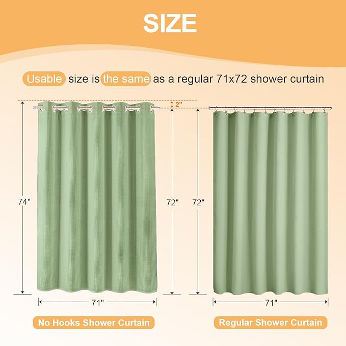 River Dream Sage Green Cotton Blend Shower Curtain - Image 7