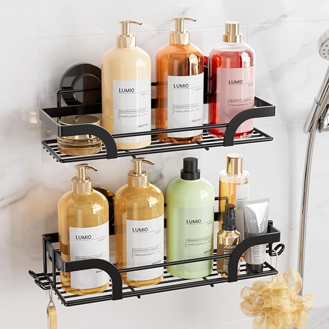LEVERLOC 2 Pack Shower Caddy Suction Cup, Shower Shelves by LEVERLOC