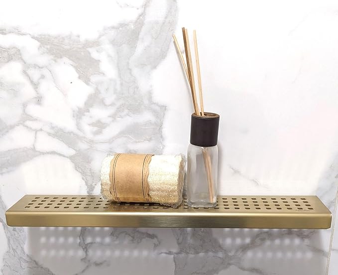 SereneDrains Stainless Steel Gold Brass Shower Shelf - Image 2