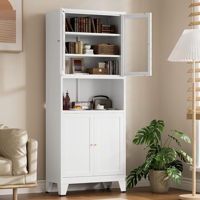 Metal Kitchen Pantry Cabinet, Freestanding Cupboards - Image 5