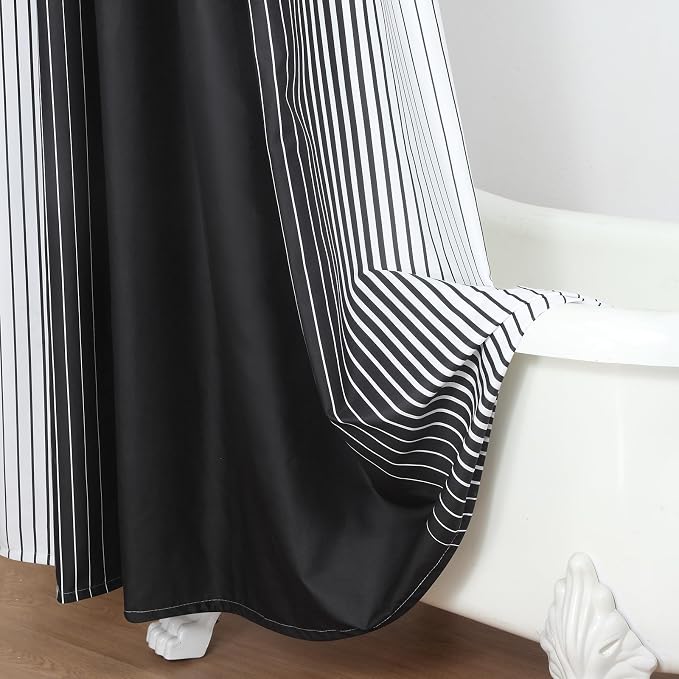 90 Inch Black Shower Curtain, Extra Long Modern Black and White Gradient - Image 5