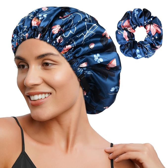 YANIBEST Adjustable Satin Bonnet Double Layer Hair Bonnet by yanibest