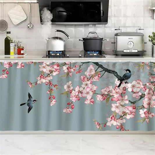 SK Studio Short Curtains for Kitchen, Cabinet Shelf Dust-Proof Blackout Tier by SK+Studio