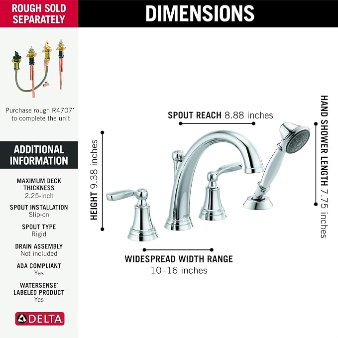 Delta Woodhurst Roman Tub Faucet - Image 4