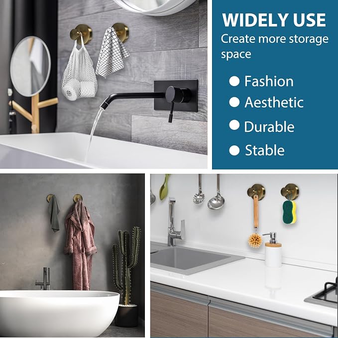 Suction Cup Hooks for Shower, Glass Door, Hold Robe & Wreath, Hanging up to 15 - Image 6