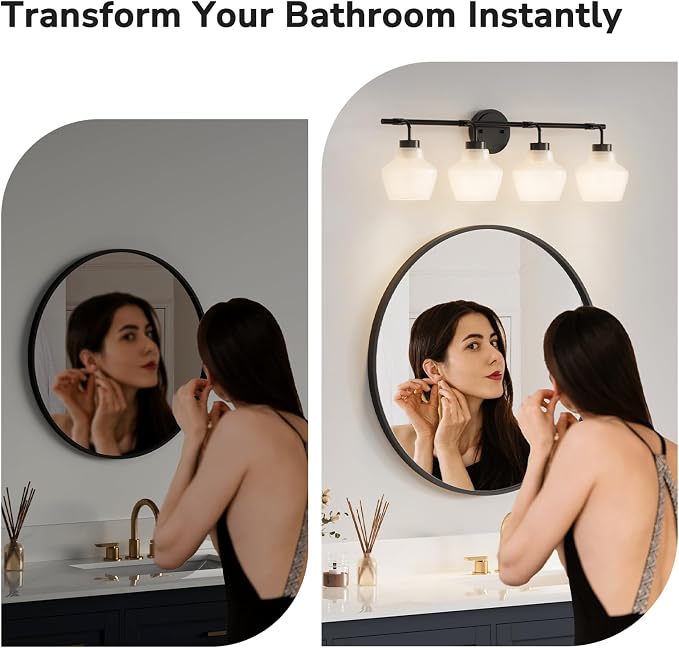 USHOWER 4-Light Bathroom Light Fixtures, Vanity Lights - Image 4