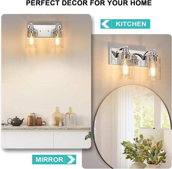 2-Light Bathroom Light Fixtures Modern Chrome Vanity Lights - Image 9