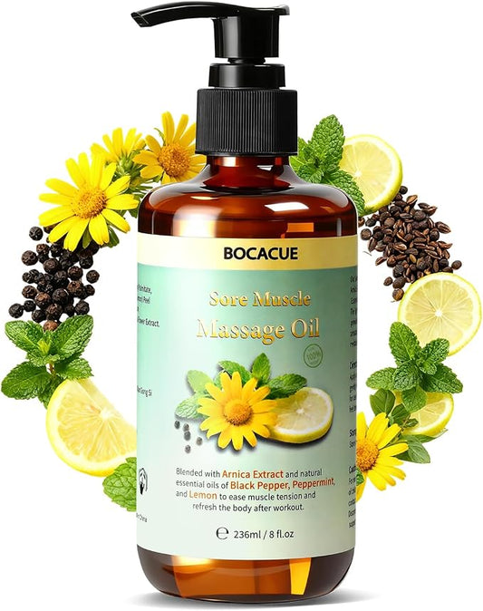 Sore Muscle Massage Oil for Massage Therapy, Arnica Oil for Muscle Relaxing & by BOCACUE