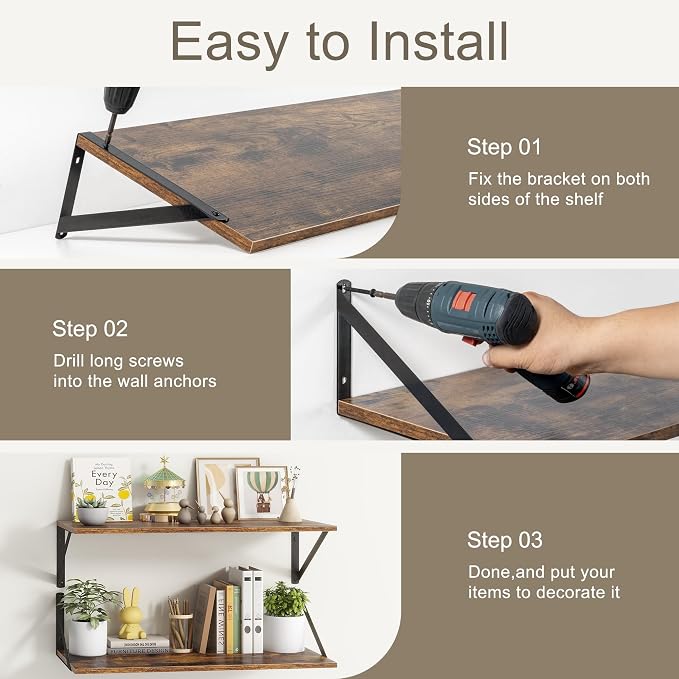 Fun Memories 20 Inch Floating Shelves, Deep Wall Shelves - Image 7