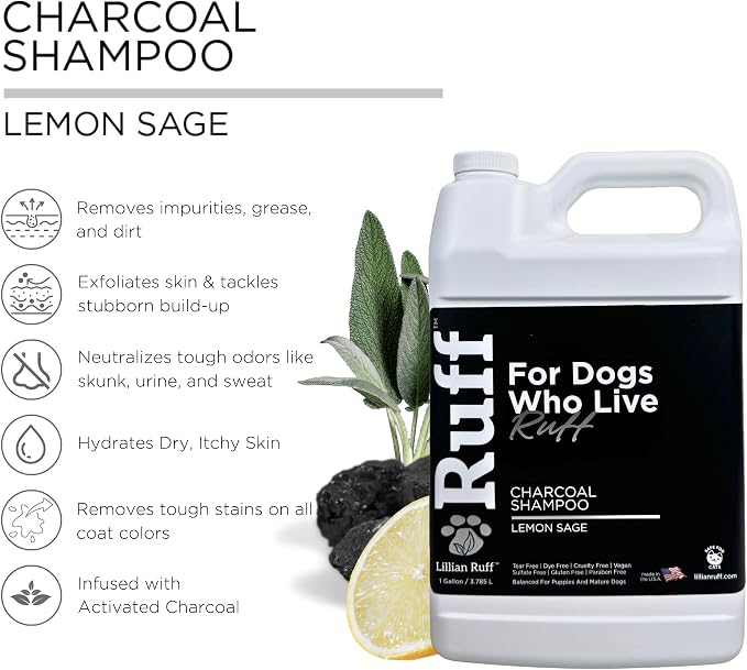 Ruff by Lillian Ruff Activated Charcoal Pet Shampoo – Lemon Sage – Deep Cleanser - Image 2