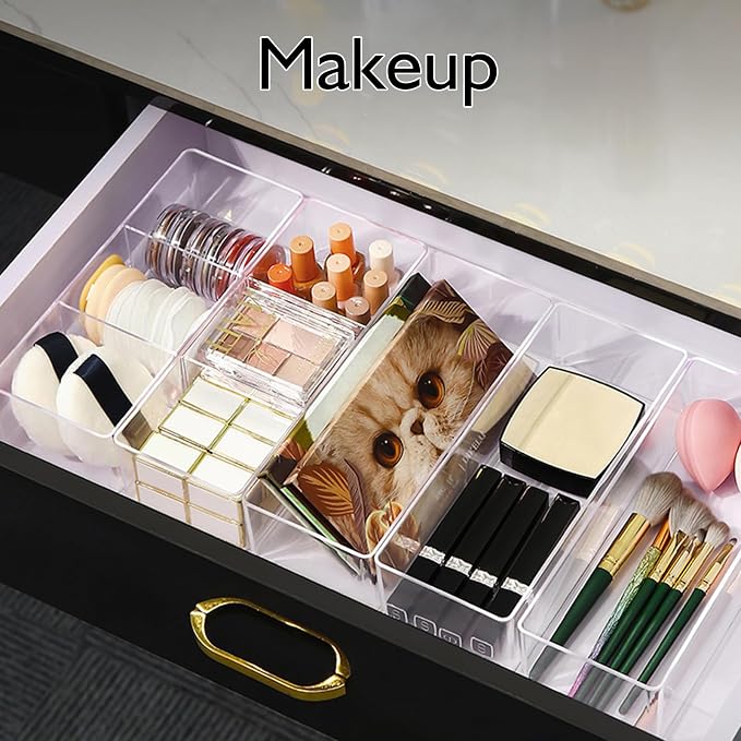 Stackable Acrylic Drawer Organizer Set, Office Desk, Vanity and Kitchen Utensils - Image 7
