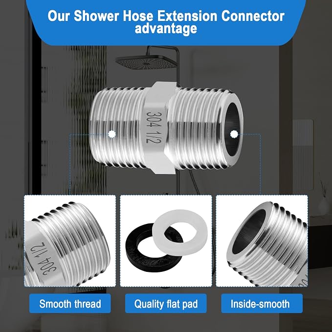 Shower Hose Adapter-Shower Hose Extension, 1/2 to 1/2 Shower Head Adapter - Image 4