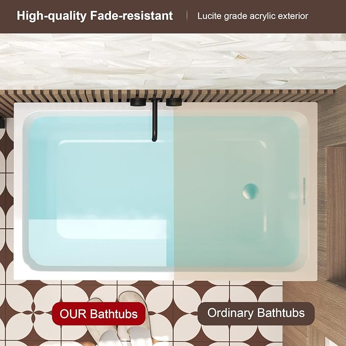 43 Square Inch Acrylic Independent Bathtub, Capacity 50 Gallons, Can Hold 650 - Image 4