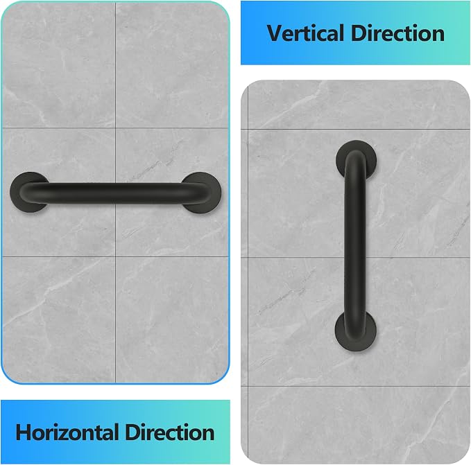 Shower Grab Bar, 2 Pack 32 Inch Black Bathroom Grab Bar, 1.25" Diameter - Image 4