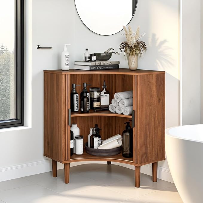 Fluted Corner Cabinet, Small Corner Floor Cabinet - Image 5